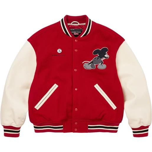 Supreme giacca varsity mickey con applicazione - rosso