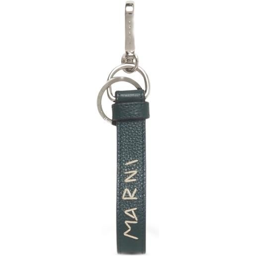 Marni carabiner hook leather keyring - verde
