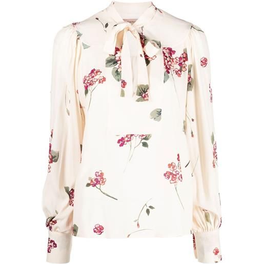 TWINSET blusa a fiori con fiocco - toni neutri