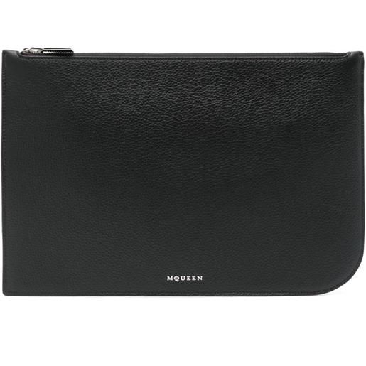 Alexander McQueen clutch con logo - nero