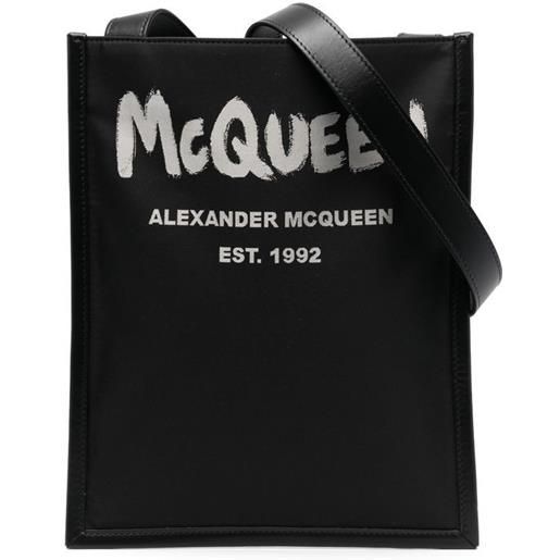 Alexander McQueen borsa messenger con stampa - nero