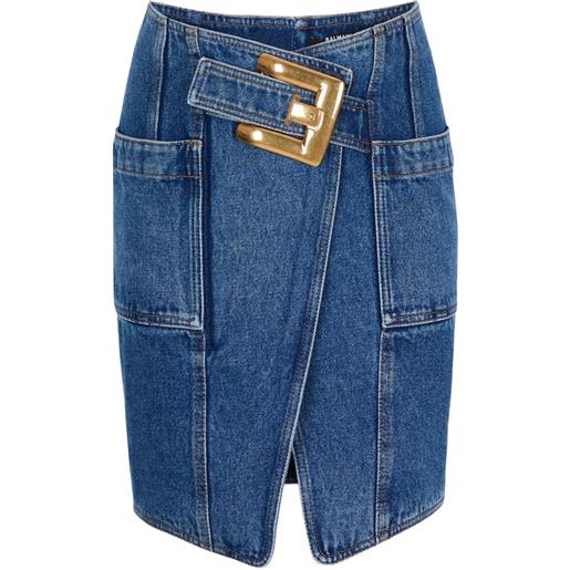Balmain minigonna con cintura - blu