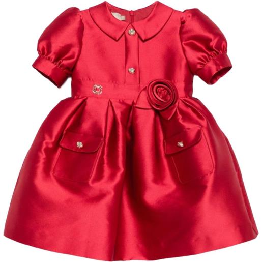 ELIE SAAB JUNIOR peter pan collar rose pocket dress - rosso