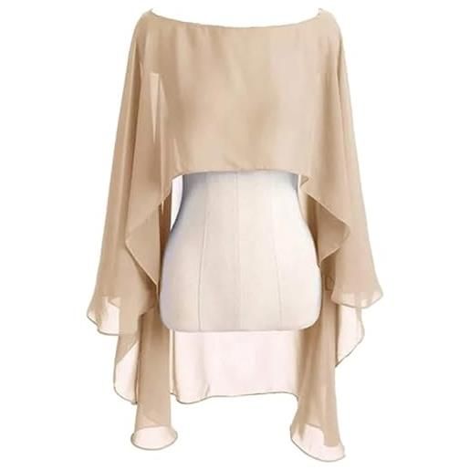 IKFGTJRE coprispalle chiffon bolero mantella da sposa in chiffon donna, bolero, sera(champagne)