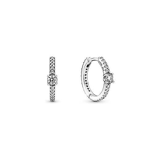PANDORA timeless orecchini a cerchio in argento sterling scintillanti con zirconi cubici trasparenti, cerchi scintillanti