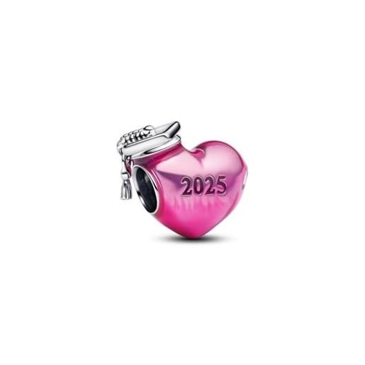 PANDORA moments 793788c01 - charm a forma di cuore in argento sterling 2025, compatibile con braccialetti moments, 7,5x12x13 mm, argento sterling, nessuna pietra preziosa