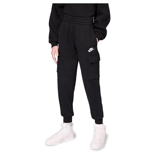Nike unisex kids full length pant k nsw club flc crgo pnt lbr, black/black/white, fd3012-010, m