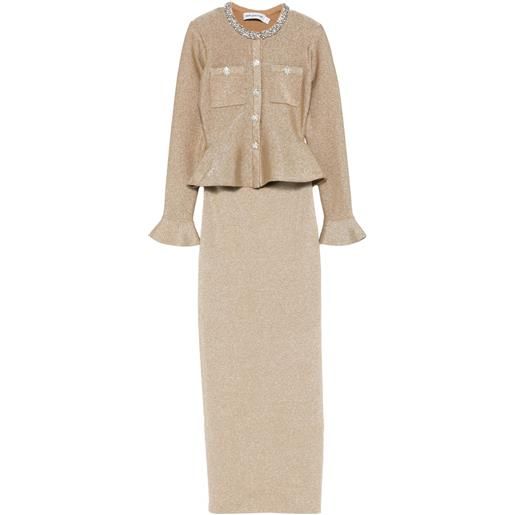 Self-Portrait abito midi con decorazione - oro