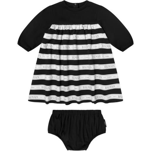 Balmain Kids long-sleeve stripe dress - nero