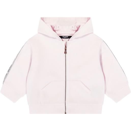 Balmain Kids logo tape zip top - rosa