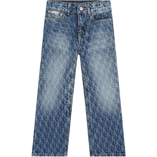 Calvin Klein Kids logo-pattern jeans - blu
