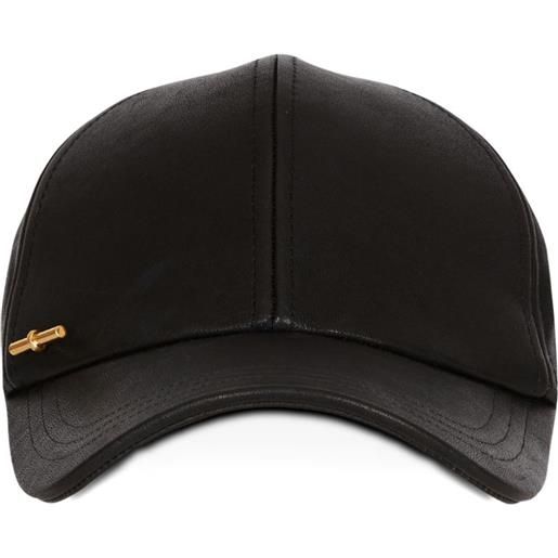 Balmain cappello da baseball in pelle di agnello - nero