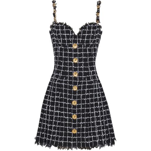 Balmain abito in tweed con catena - nero
