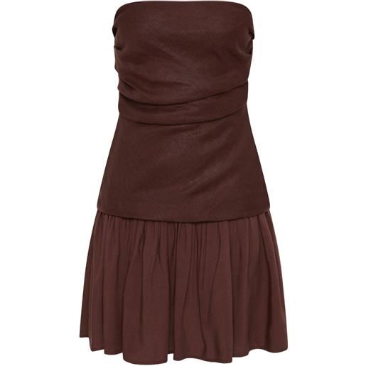 Faithfull the Brand abito corto hedy con scollo quadrato - marrone