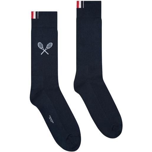 Thom Browne double-racket ribbed-detailed socks - blu