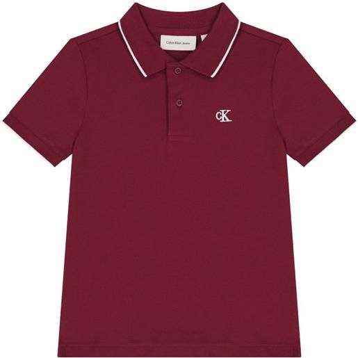 Calvin Klein Kids logo-embroidered polo shirt - rosso
