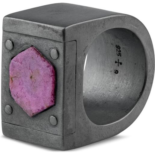 Parts of Four anello in argento sterling con rubino - nero