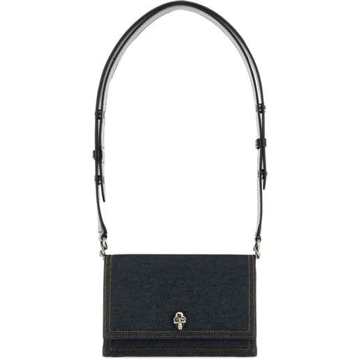 Alexander McQueen borsa a spalla skull piccola denim - blu