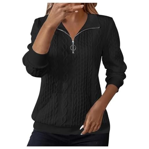 Generic maglioni da donna con mezza zip uk - maglioni in pile da donna a maniche lunghe felpa da donna top a collo alto felpe invernali maglione a maglia intrecciata maglione a collo alto top termici felpe