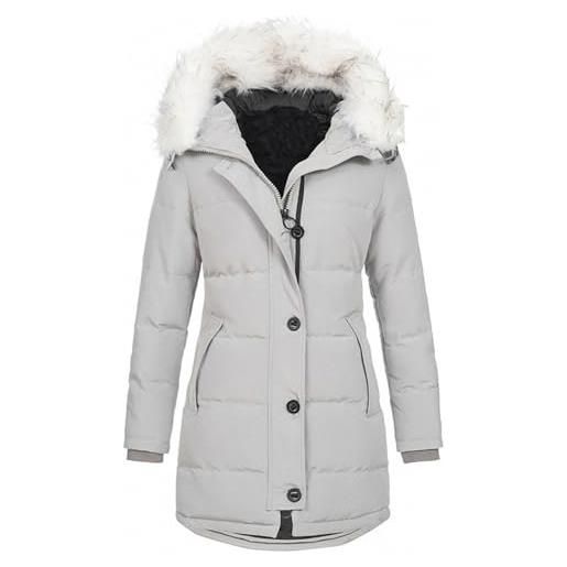 Generico giacca da donna invernale con cappuccio manica lunga tinte unite - giacca mezza stagione donna cerniera con tasche classico sportiva termica giubbotti casual unico piumini azzurro m