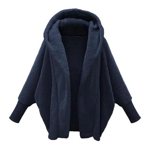 KUUFUUT felpa con cappuccio oversize da donna in pile, con maniche a pipistrello, davanti aperto, cardigan, felpa indossabile, felpa con cappuccio, cappotto invernale caldo con cappuccio, coperta in pile, b