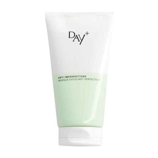 DAY+ day + | maschera esfoliante perfettore | complesso anti-età e anti-imperfezioni, esfoliante e detergente, peeling | pelle ammorbidita | argilla bianca, acerola | 84% di ingredienti naturali | 70 ml