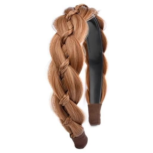 Gledola fascia larga intrecciata con denti, capelli sintetici, ad alta elasticità, per ragazze e donne (biondo fragola, largo)