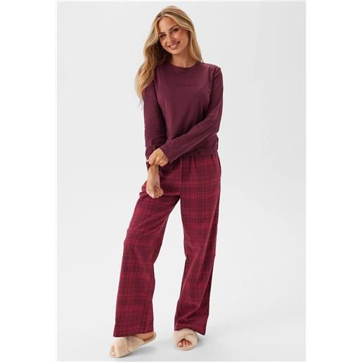 Calvin klein pigiama donna manica lunga in puro cotone pantalone quadri art. Lv00qs7579