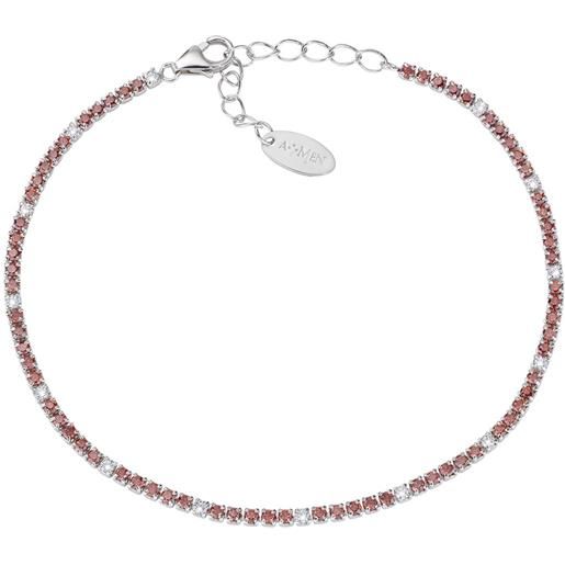 AMEN bracciale unisex in argento 925 rodiato con zirconi arancioni e bianchi