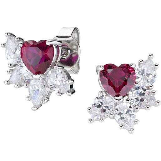 AMEN orecchini in argento 925 con zirconi rossi e bianchi