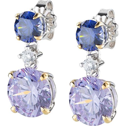 Lebole Gioielli Orecchini Mix&Match The Tag – Fiore Lilla Azzurro, 9cm, Made In Italy - 3