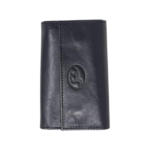 Mauro Pelletteria portachiavi pelle uomo chiuso 12 ganci, astuccio portachiavi doppio scomparto, in vera pelle made in italy, (nero)