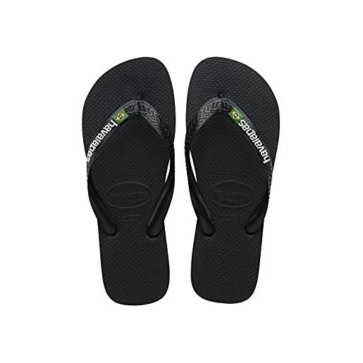 Havaianas brasil logo (mini me), infradito unisex - bambini e ragazzi, black/black, 25/26 eu