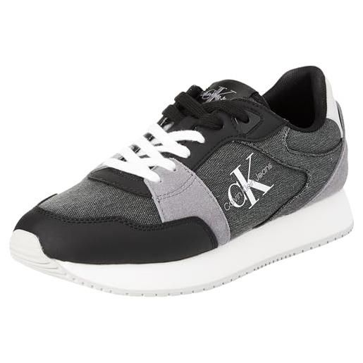 Calvin Klein jeans sneakers da runner donna low race mix scarpe sportive, multicolore (black/stormfront), 39