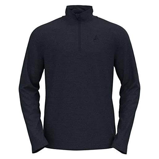 Odlo uomo maglietta a maniche lunghe con zip roy, dark sapphire/black/stripes, xl