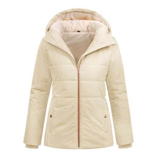 Vancavoo giubbotto donna invernale cappotti caldo giacca piumino corto parka felpa con cappuccio slim fit giaccone outdoor, grigio scuro, s