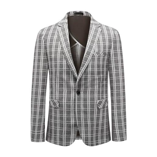 Blazer Uomo Slim Fit, Giacca Casual Da Lavoro Con Un Bottone, Tasche, Taglie S-5XL, Colore Nero