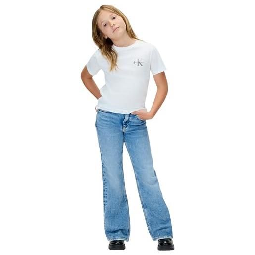 Calvin Klein chest monologo ss t-shirt iu0iu00719 maglietta s/s, white (bright white), 12 anni unisex-adulto