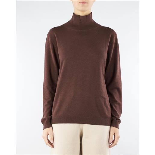 MAX MARA WEEKEND maglia dolcevita marrone in filato di seta e lana
