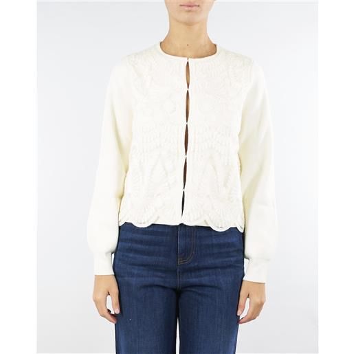 TWIN SET cardigan jacquard panna