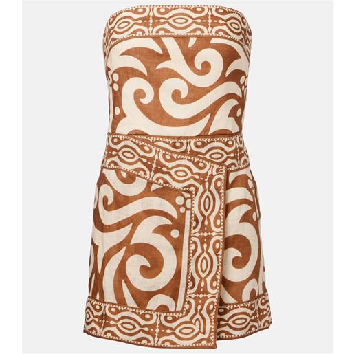 Johanna Ortiz miniabito raã­z ritual in lino senza spalline