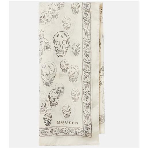 McQueen sciarpa in seta con stampa