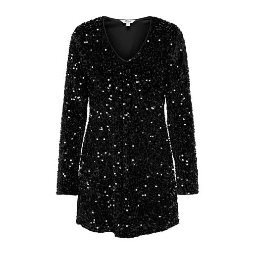 ONLY onlanika ls sequins v-neck dress wvn, winetasting, l