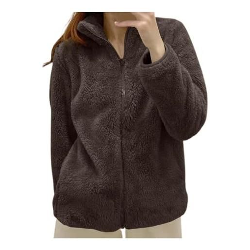 Nuoke parka donna, cappottino donna invernale, 2025 invernale felpa fleece giacca con zip, stand up collar foderato caldo pelle cardigan baggy coats outerwear