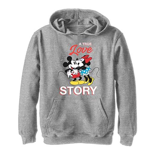 Disney characters true love story boy's felpa con cappuccio in pile, athletic heather, small, erica atletica. , s