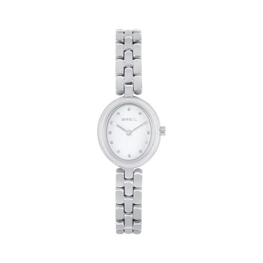 Breil, collezione eclat, orologio donna, orologio solo tempo in acciaio lucido, quadrante bianco con indici cristallo, wr 5 atm, cassa ovale 21x31,12 mm, idea regalo donna