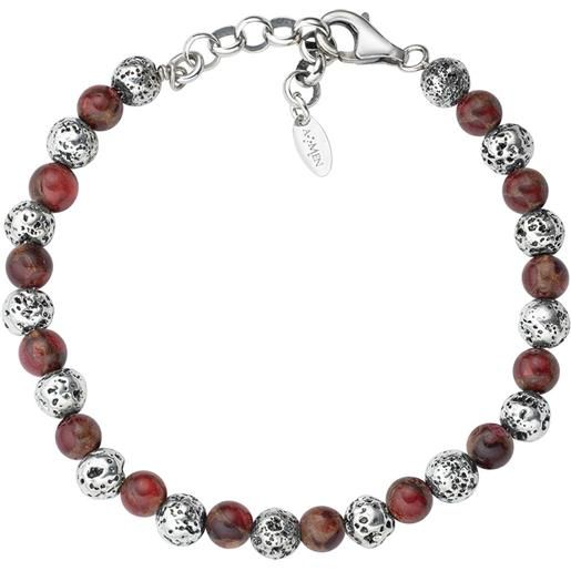 AMEN bracciale in argento 925 con pietra lavica, occhio di tigre