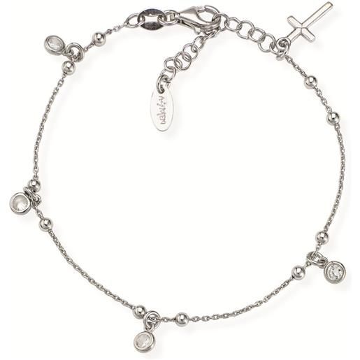 Bracciale Con Ciondolo A Croce In Argento 925 E Zirconi: Gioiello Donna Elegante E Trendy, Regalo Per Compleanno E Feste