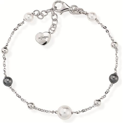 AMEN bracciale in argento 925 con e perle di cristallo