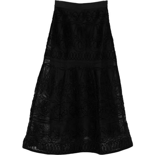 Maje gonna midi a fiori - nero